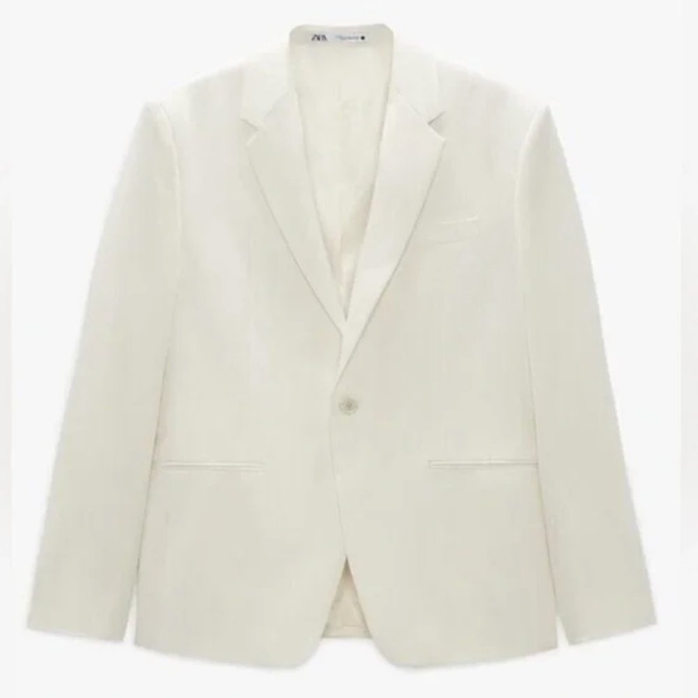 Zara Panama Suit in White, Size 42 US - regular sleeve size (EUR 52)